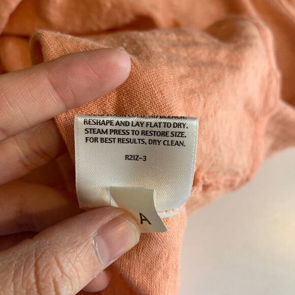Eileen Fisher Shirt Womens L Large Peach Linen Quarter Sleeve Scoop Neck Top - Picture 10 of 13